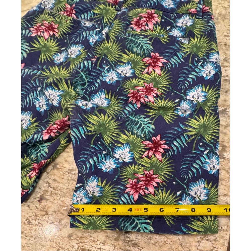 Hudson & Barrow Mens 30 Tropical Floral Shorts Navy Blue Hibiscus Palm Leaf - Picture 10 of 16